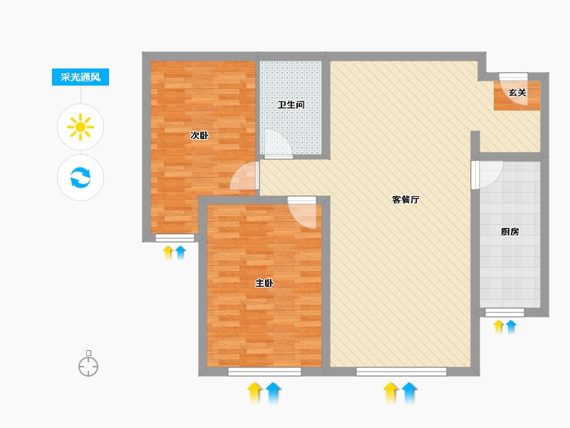 内蒙古自治区-巴彦淖尔市-金域蓝湾-90.00-户型库-采光通风