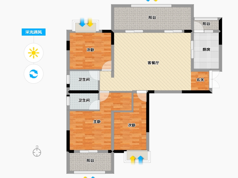 贵州省-六盘水市-九龙城-111.20-户型库-采光通风