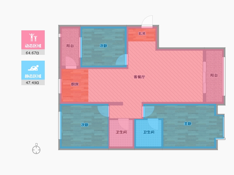 陕西省-榆林市-伟业新天地-98.84-户型库-动静分区