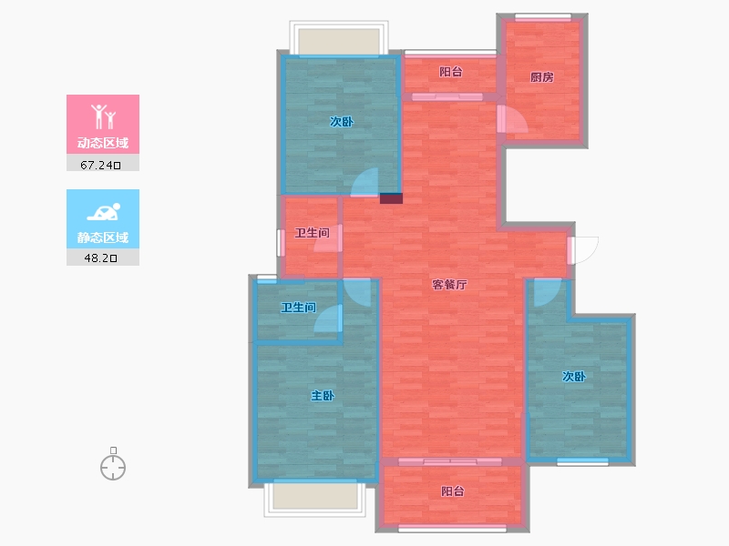 浙江省-台州市-新明半岛三期-104.89-户型库-动静分区