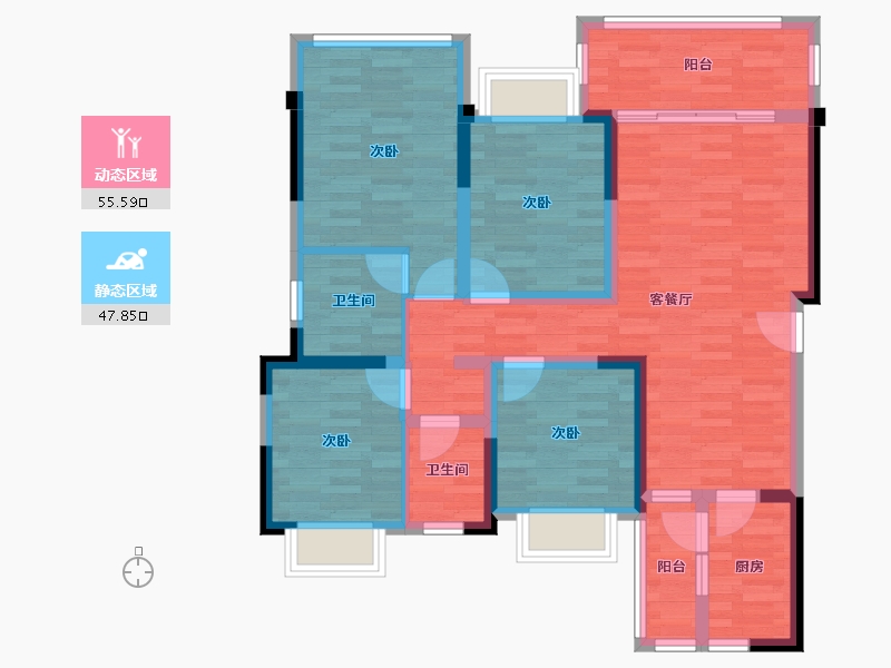 四川省-内江市-和喜御景台-90.12-户型库-动静分区