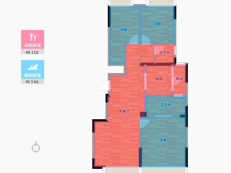 四川省-成都市-九龙仓时代府邸-83.36-户型库-动静分区