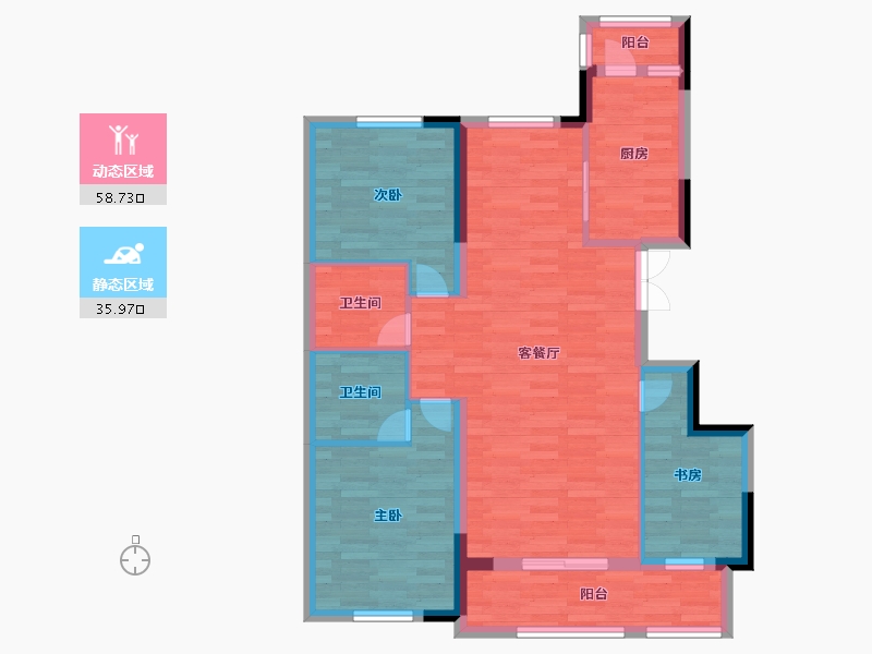 黑龙江省-哈尔滨市-麒麟茗邸-83.99-户型库-动静分区