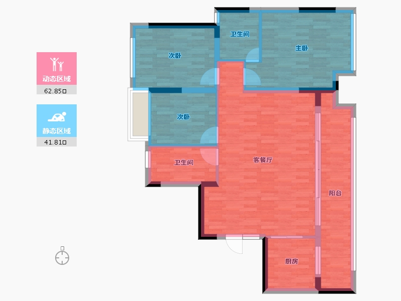 重庆-重庆市-光华安纳溪湖-93.08-户型库-动静分区