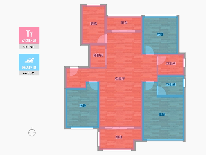 江苏省-徐州市-绿地翡翠蓝湾-100.23-户型库-动静分区