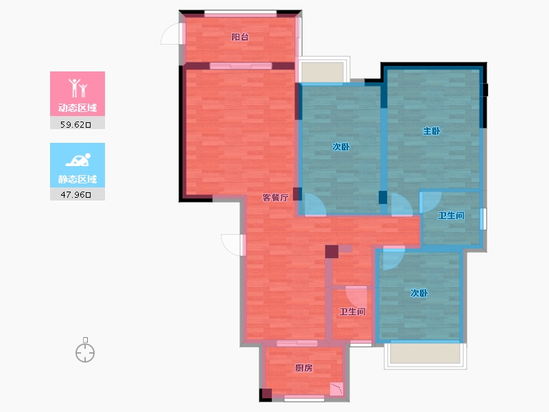 浙江省-嘉兴市-龙盛蓝郡-95.82-户型库-动静分区