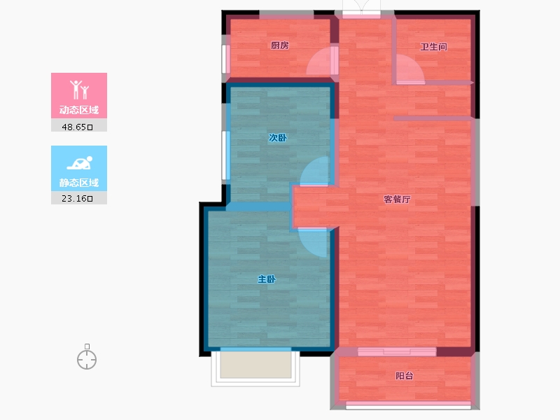 陕西省-渭南市-海燕天阙-63.81-户型库-动静分区