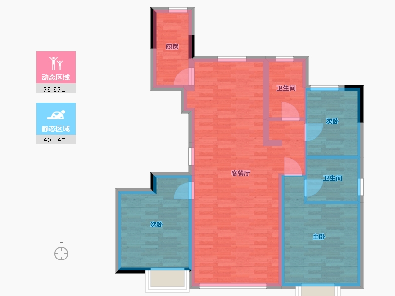 辽宁省-沈阳市-恒大悦龙台-83.62-户型库-动静分区