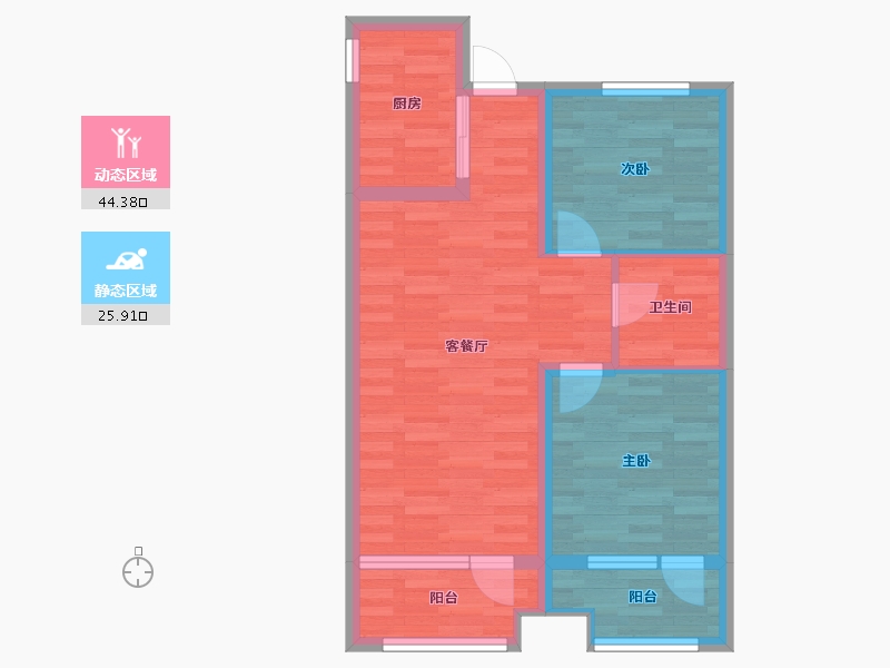 河北省-张家口市-洋河盛景-62.06-户型库-动静分区