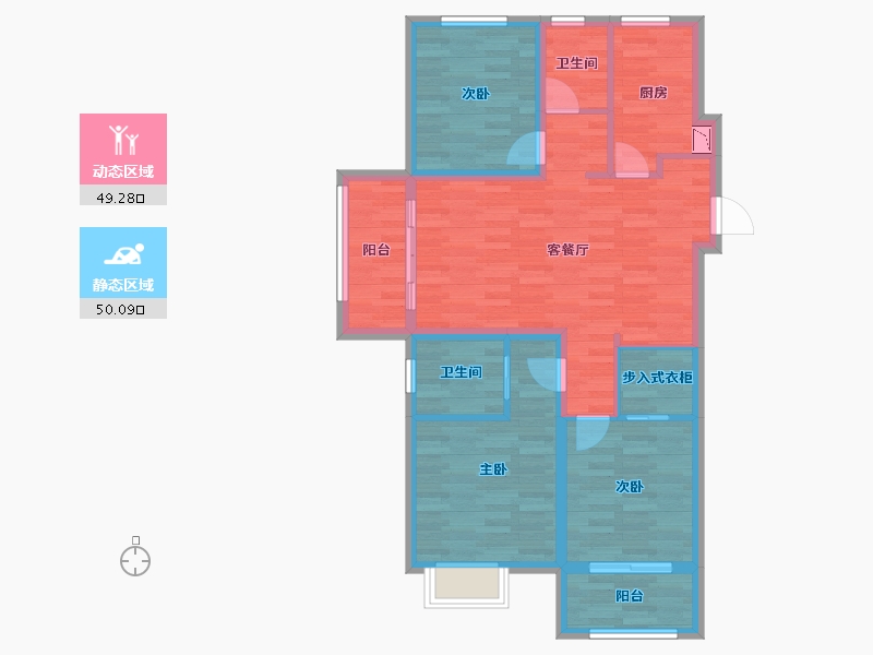 浙江省-湖州市-孔雀城-88.33-户型库-动静分区