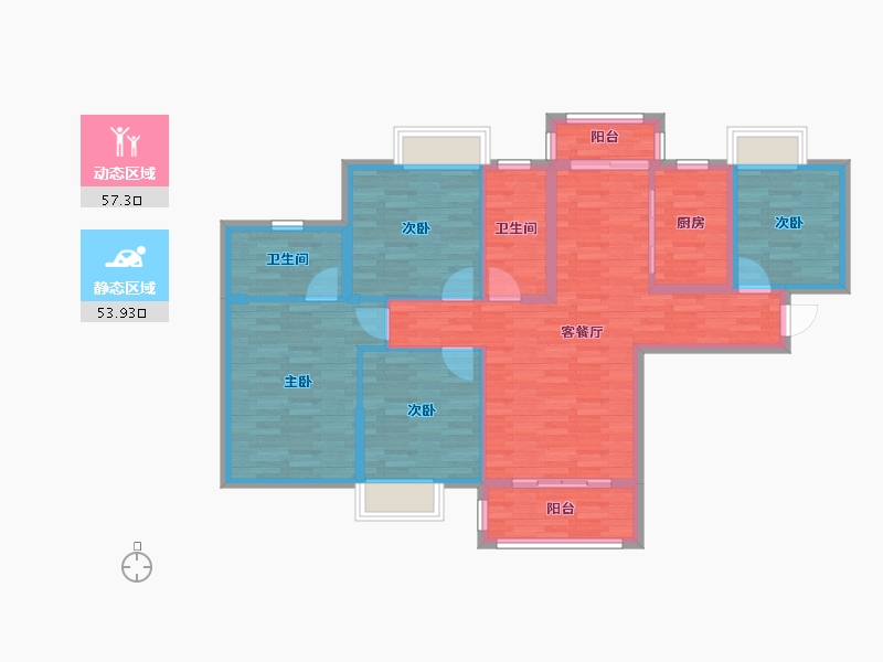 湖北省-黄冈市-恒泰名仕公馆-99.57-户型库-动静分区