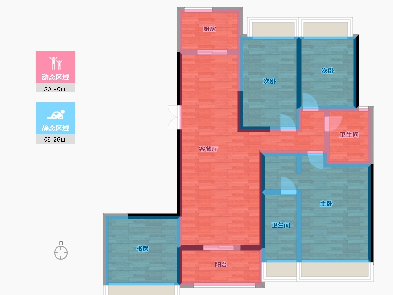 广东省-佛山市-美的绿城·凤起兰庭-108.95-户型库-动静分区