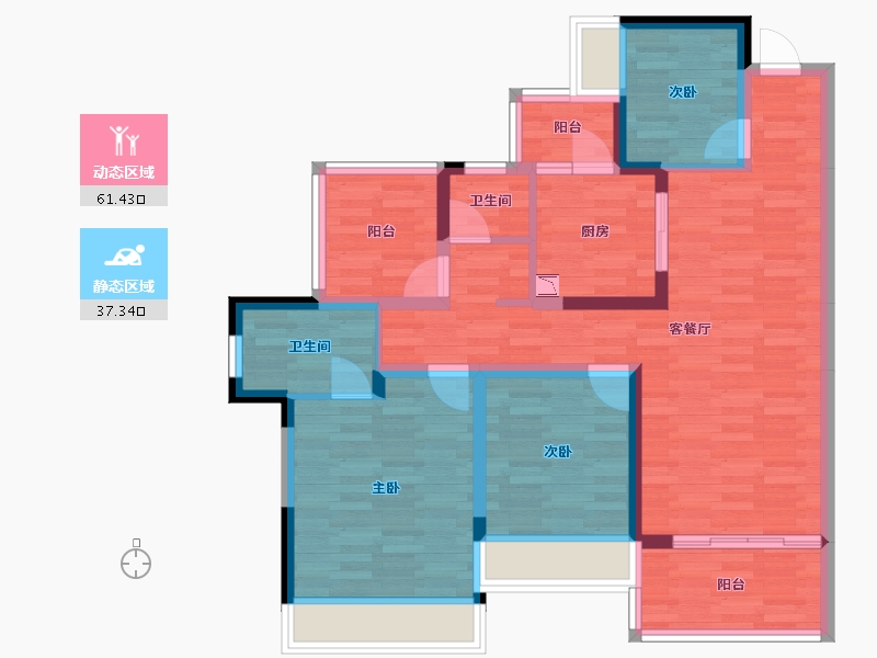 广东省-惠州市-蓝光铂汇公馆-86.80-户型库-动静分区