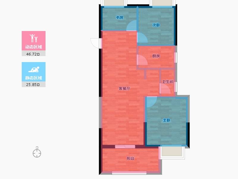 福建省-宁德市-绿城天湖明月-65.07-户型库-动静分区