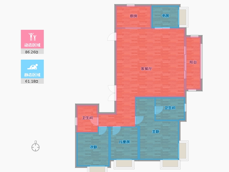 上海-上海市-UNICITY万科天空之城-135.00-户型库-动静分区