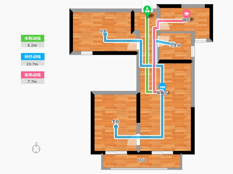 陕西省-西安市-荣民宫园学府-67.34-户型库-动静线