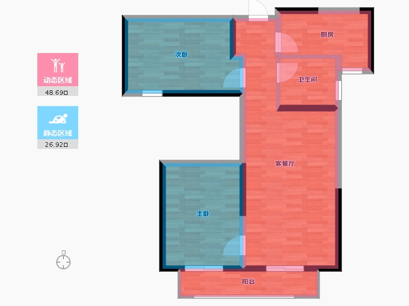 陕西省-西安市-荣民宫园学府-67.34-户型库-动静分区