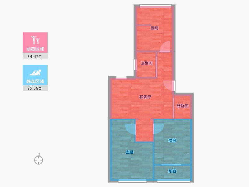 北京-北京市-竹园-53.71-户型库-动静分区