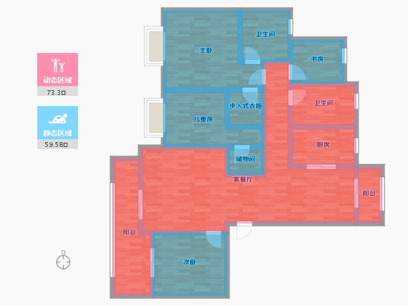 江苏省-苏州市-江湾雅园-115.90-户型库-动静分区