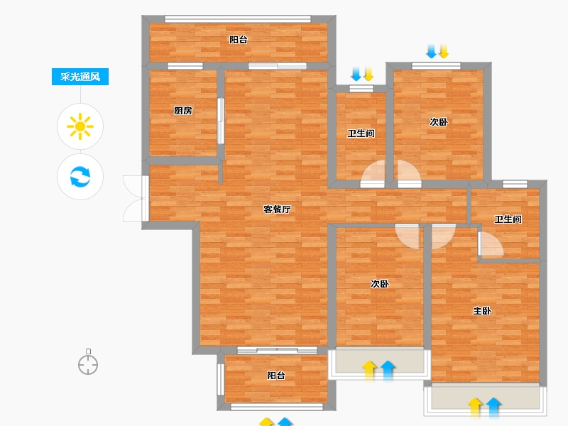 河南省-周口市-商水建业城-110.47-户型库-采光通风