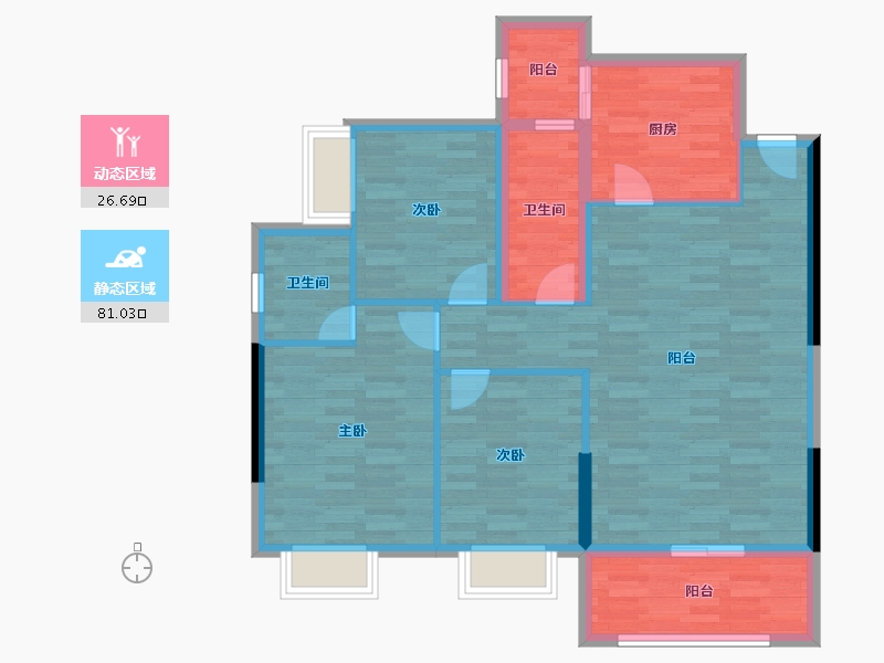 陕西省-西安市-汉城壹号-97.07-户型库-动静分区