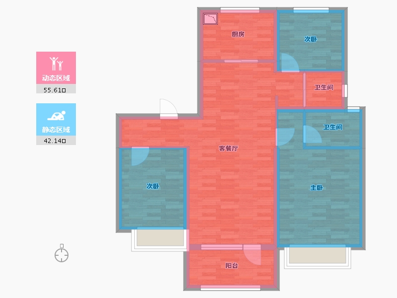 河北省-唐山市-碧桂园峰境-86.99-户型库-动静分区