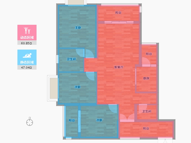 贵州省-遵义市-龙城国际-96.68-户型库-动静分区