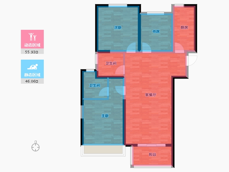 河南省-新乡市-绿都温莎城邦-91.17-户型库-动静分区