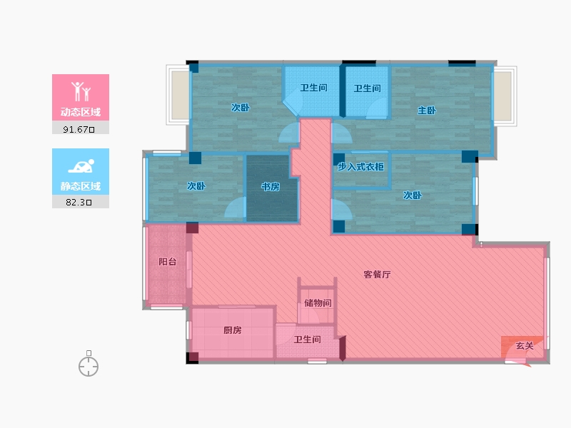 广东省-汕头市-宜都帝景-158.12-户型库-动静分区