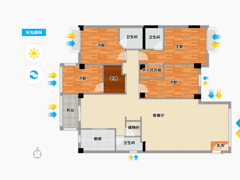 广东省-汕头市-宜都帝景-158.12-户型库-采光通风