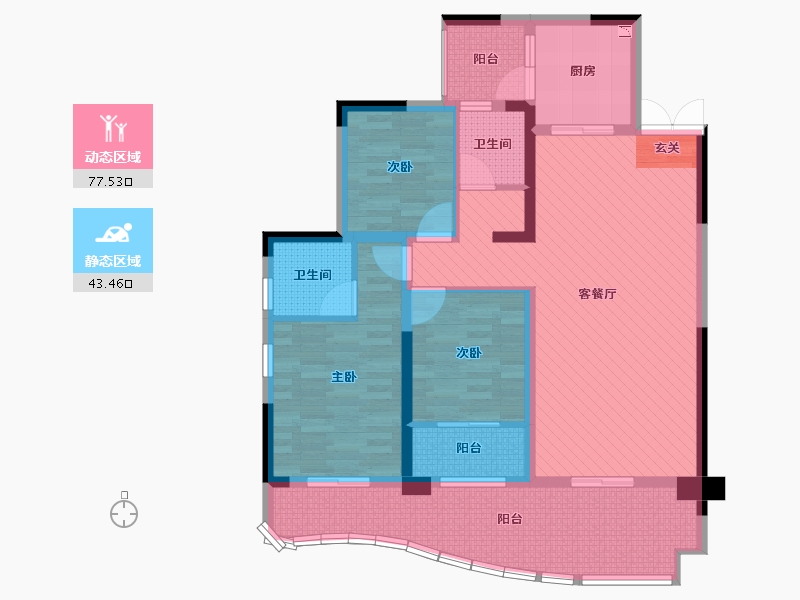 四川省-宜宾市-海翔光明春天-105.80-户型库-动静分区