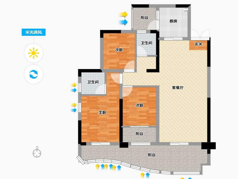 四川省-宜宾市-海翔光明春天-105.80-户型库-采光通风