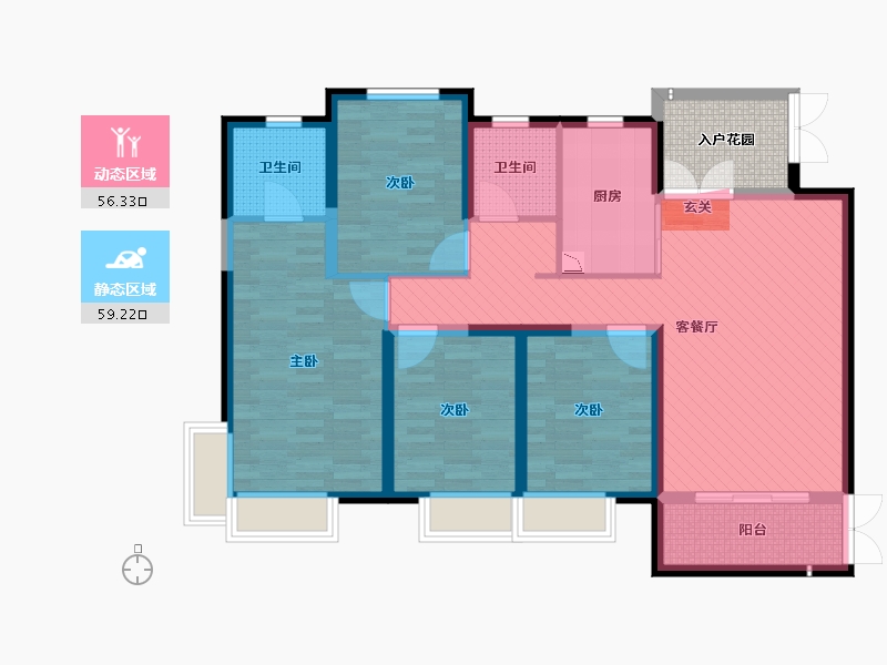 安徽省-合肥市-泽徽苑-106.96-户型库-动静分区