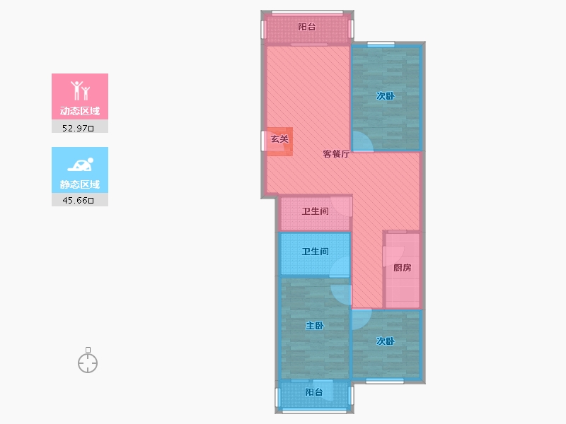 天津-天津市-金伦公寓-88.60-户型库-动静分区