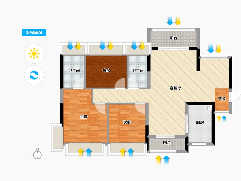 广东省-珠海市-碧水岸-94.25-户型库-采光通风