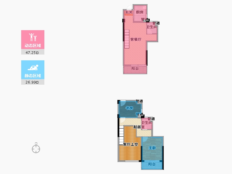 浙江省-杭州市-玉兰花园-89.82-户型库-动静分区