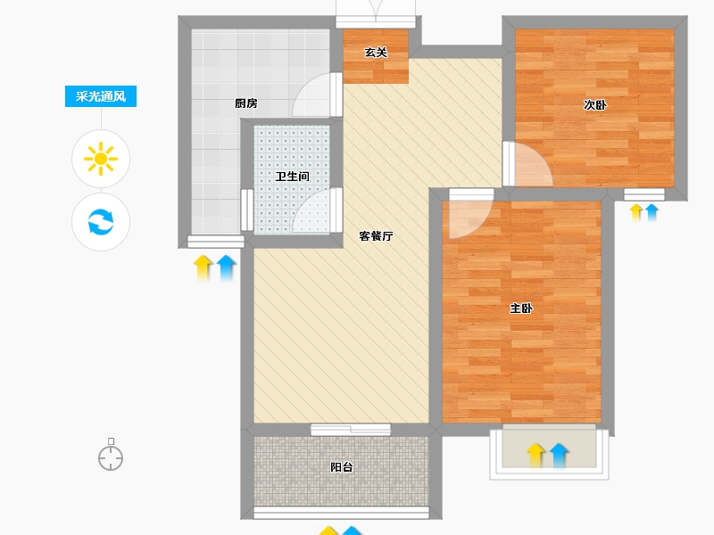 陕西省-咸阳市-雅典名城-58.30-户型库-采光通风