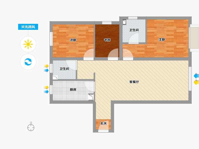 天津-天津市-广夏中里-72.05-户型库-采光通风