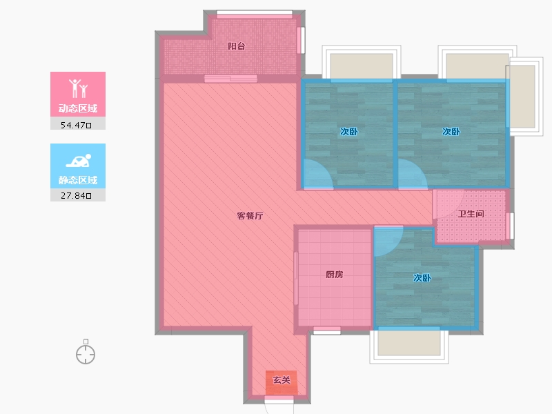 广东省-佛山市-盛大阳光花园-73.08-户型库-动静分区