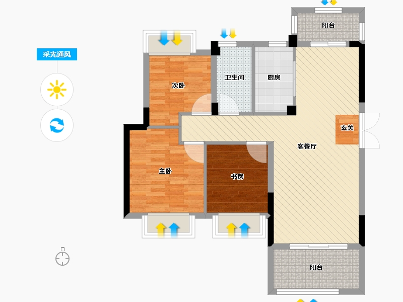 江西省-南昌市-华达金沙逸城-77.82-户型库-采光通风