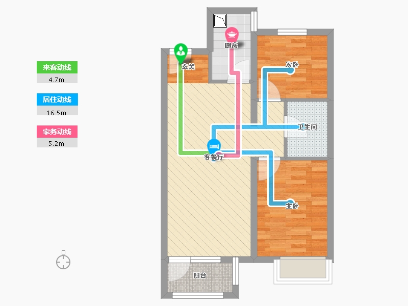 河北省-廊坊市-孔雀城剑桥郡-辰和园-54.08-户型库-动静线