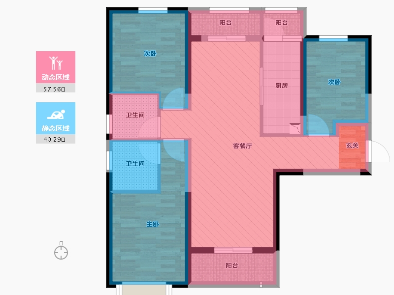 河北省-秦皇岛市-玉带湾-84.83-户型库-动静分区