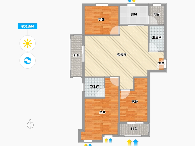 山东省-青岛市-伟东幸福之城-83.29-户型库-采光通风