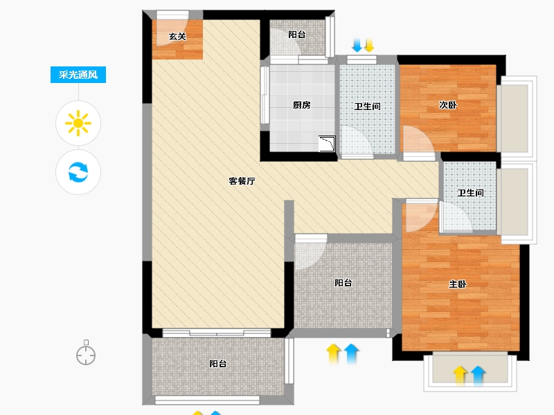 广东省-湛江市-天润御海湾-74.27-户型库-采光通风