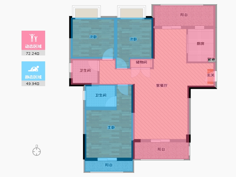 四川省-成都市-瑞云壹号村庄-107.47-户型库-动静分区