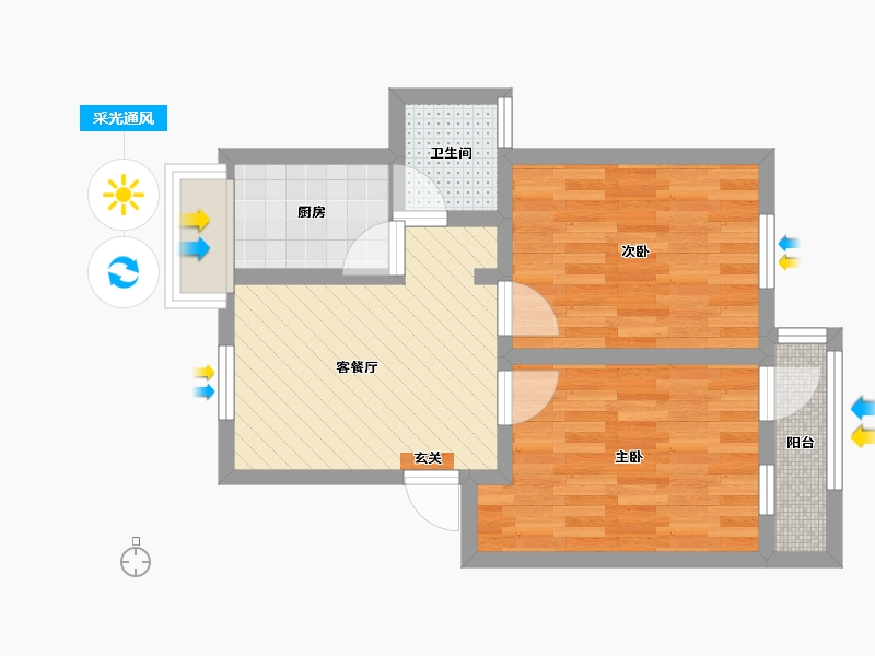 湖北省-武汉市-大东门铁路小区-46.40-户型库-采光通风