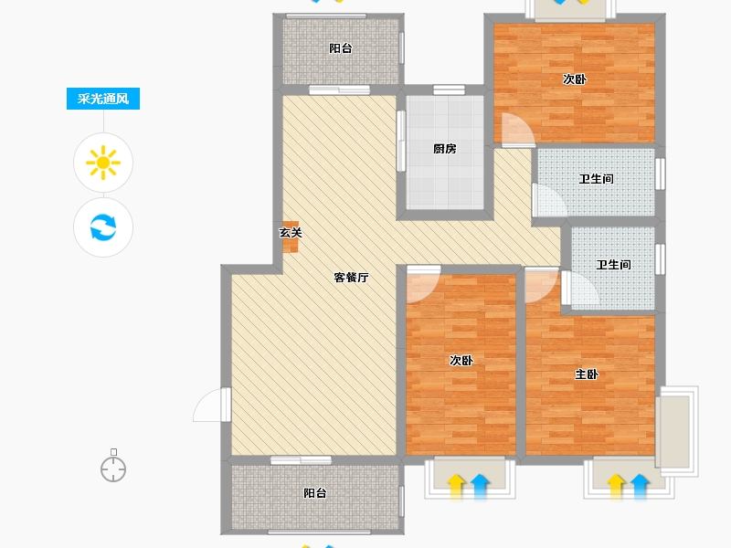 湖南省-郴州市-东城一品3期-102.52-户型库-采光通风