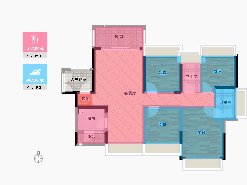 广东省-佛山市-深业城58栋02户型-90.09-户型库-动静分区