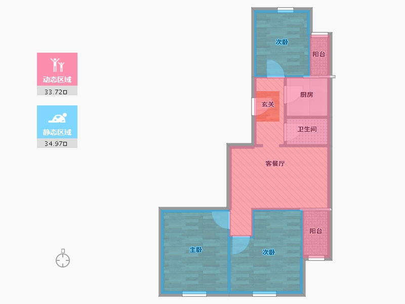 北京-北京市-利泽西园-60.54-户型库-动静分区