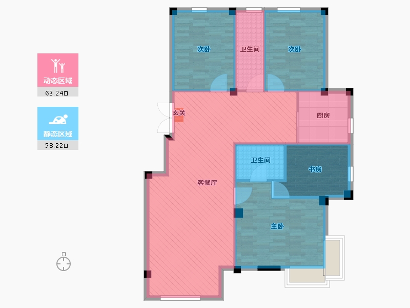 辽宁省-沈阳市-天玺-111.04-户型库-动静分区